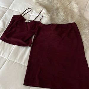 Y2K Armani Exchange maroon 2pc. Chemise & pencil skirt Size M